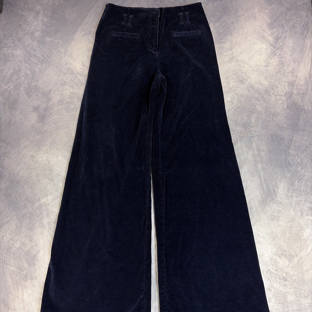 Cartonnier Corduroy Wide Leg Pants Womens 8 Navy Blue High Rise Trouser - Picture 2 of 10